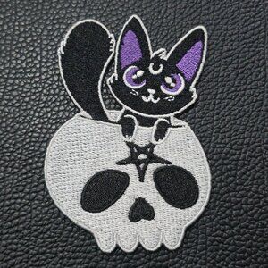 Killstar ✦ Hide N Seek Patch ✦ Occult Cute Cat Skull Embroidered OS